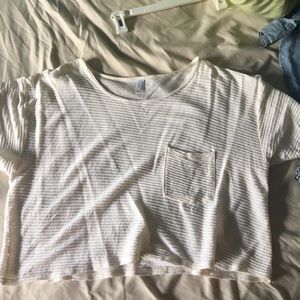 White striped cut off t shirt